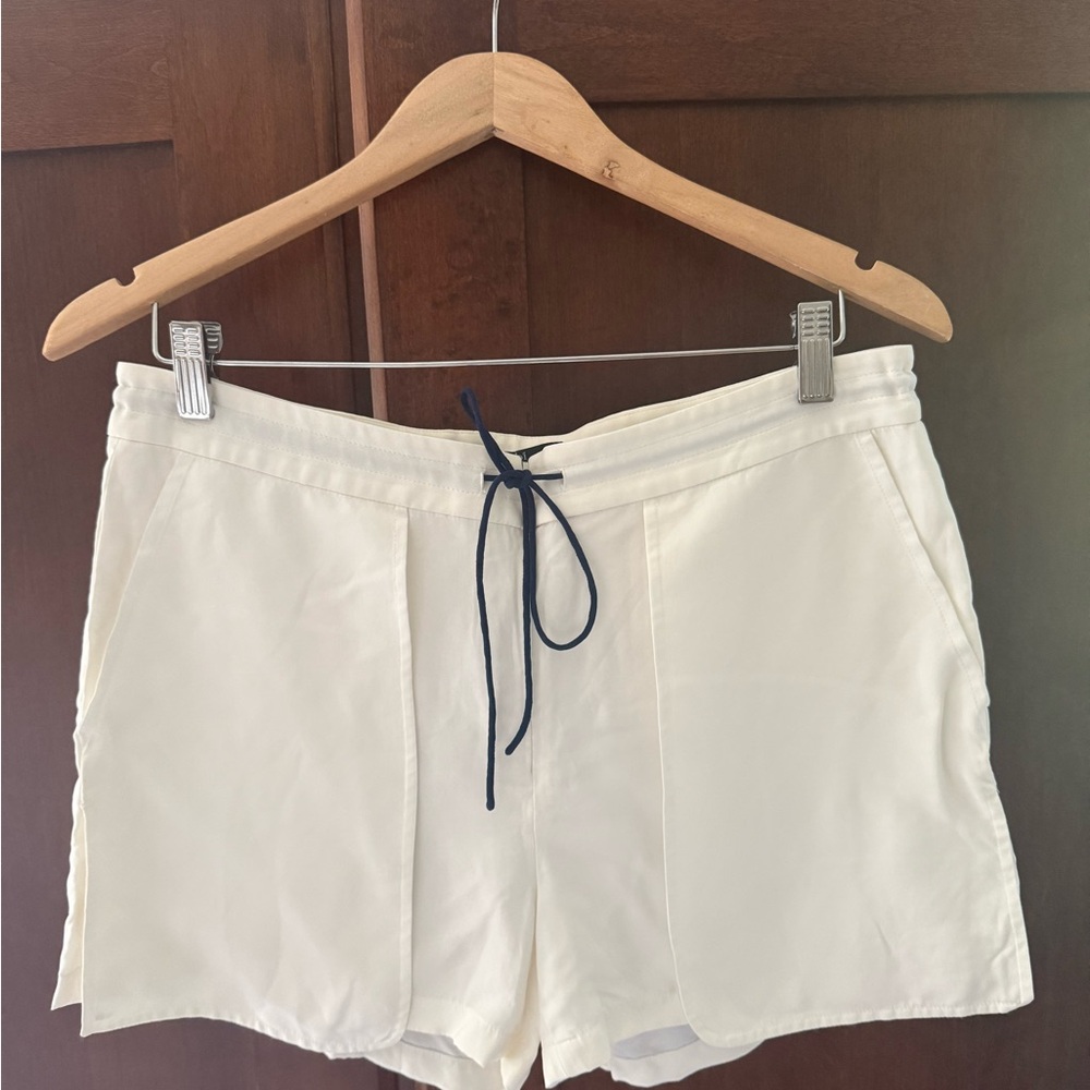 TIBI white drawstring silk shorts